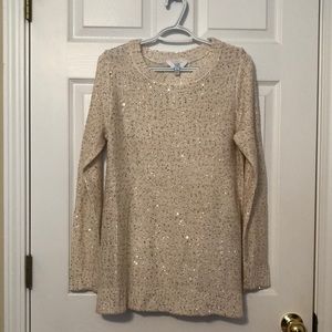 Time and Tru Sequin Off White Sweater